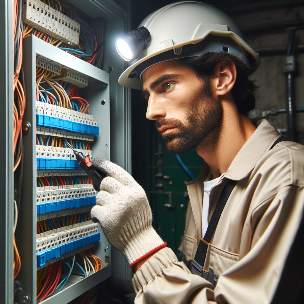 Image générée par IA - Un électricien professionnel travaillant sur un ta...