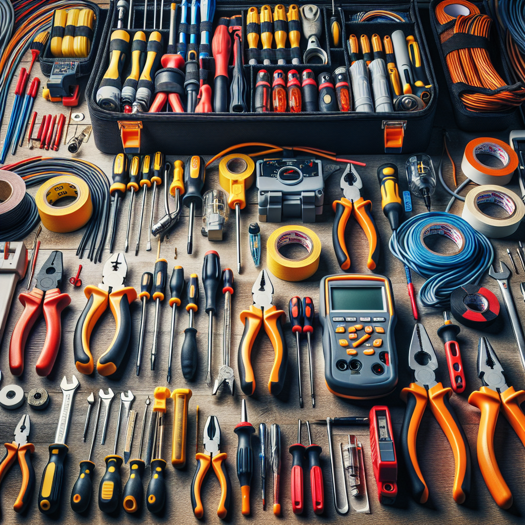 Image générée par IA - Un ensemble d'outils d'électricien professionnels ...